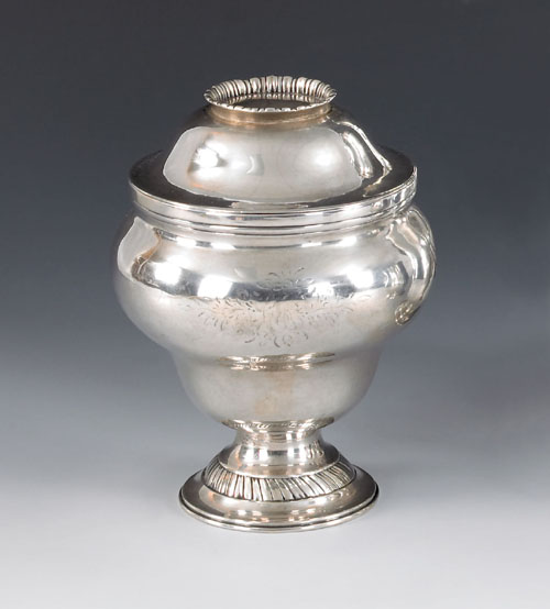 Appraisal: New York ovoid silver sugar and cover ca bearing the