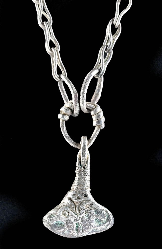 Appraisal: Viking Silver Necklace w Thor's Hammer - Art Loss Northern