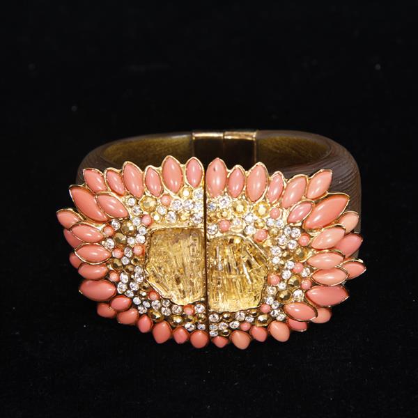 Appraisal: Alexis Bittar Lucite Acrylic Hinged Clamper Bracelet with pave coral