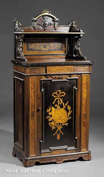 Appraisal: A Fine American Renaissance Inlaid Ebonized and Gilt Incised Rosewood