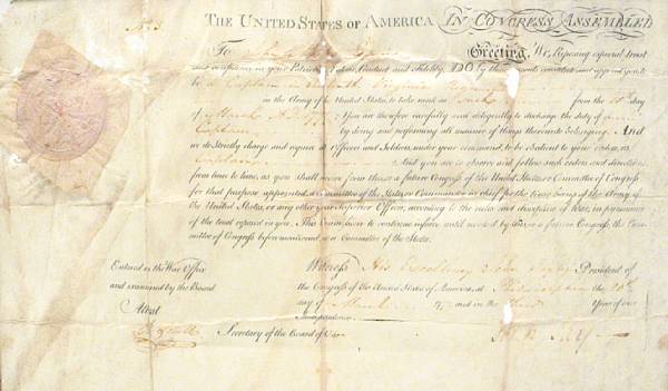 Appraisal: JAY JOHN - MILITARY COMMISSION OF MERIWETHER LEWIS STEPFATHER Document