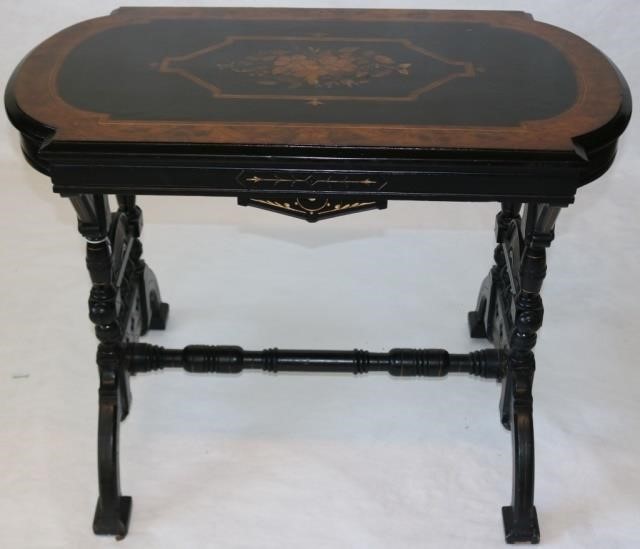 Appraisal: LATE TH CENTURY AMERICAN RENAISSANCE REVIVALPARLOR TABLE BLACK EBONIZED FINISH