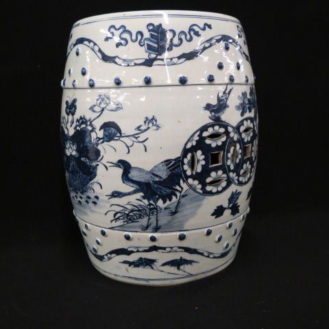 Appraisal: Chinese Blue White Porcelain Garden Seat fish bowl or jardiniere