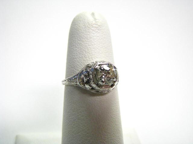 Appraisal: Vintage K white gold diamond ring with approximately ct center