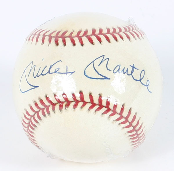 Appraisal: Mickey Mantle autographed baseball Rawlings ball signed by Yankee slugger