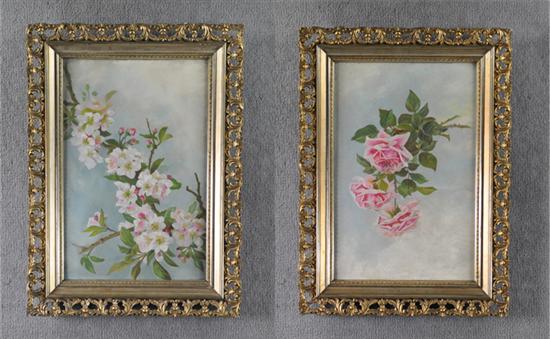 Appraisal: Pair of Oil on Board Floral Still Lifes Late th