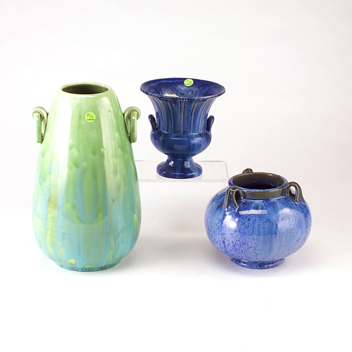 Appraisal: FULPER Three pieces tall tear-shaped vase with ring handles in