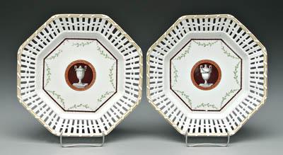 Appraisal: Pair Furstenberg shallow bowls octagonal with reticulated borders with wrapped