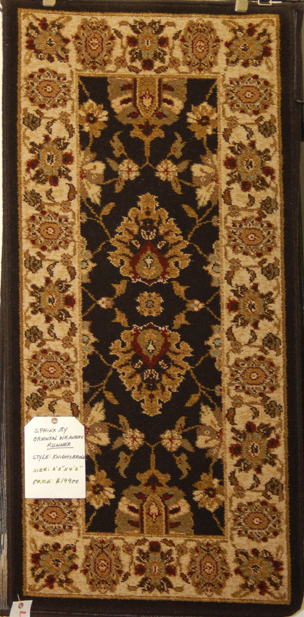 Appraisal: MM SPHINX ORIENTAL DESIGN RUNNER black with ivory tan and