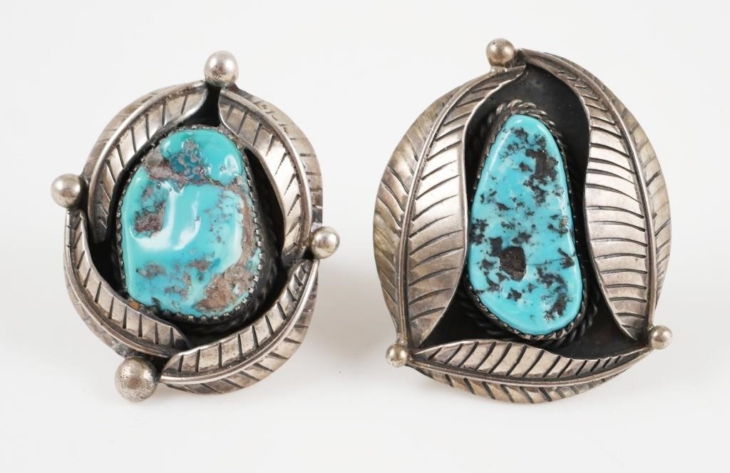 Appraisal: Lot of two vintage Native American sterling silver and turquoise