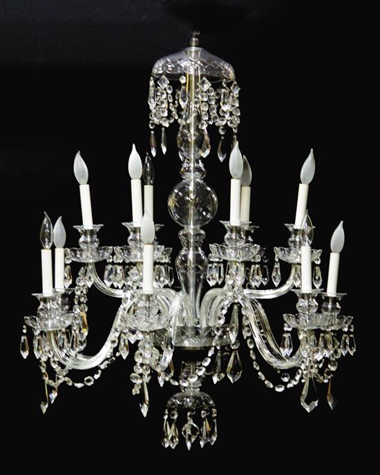 Appraisal: Baccarat style crystal twelve-light chandelier turned stem supporting shaped arms