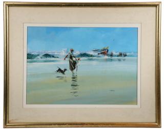 Appraisal: JOHN HASKINS UK - Norfolk Beach oil on board signed