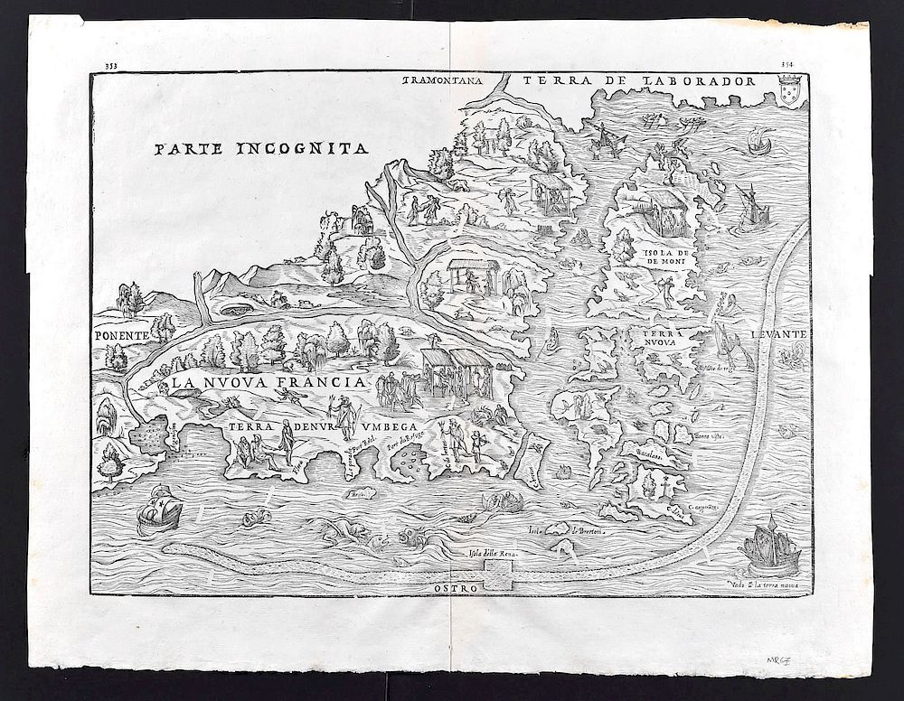 Appraisal: Rasmusio and Gastaldi Map of Eastern Seaboard Giovanni Battista Rasmusio