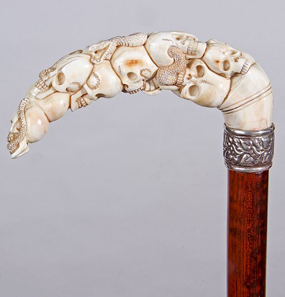 Appraisal: Warthog Skull Cane Contemporary- An extremely nice carving of multiple