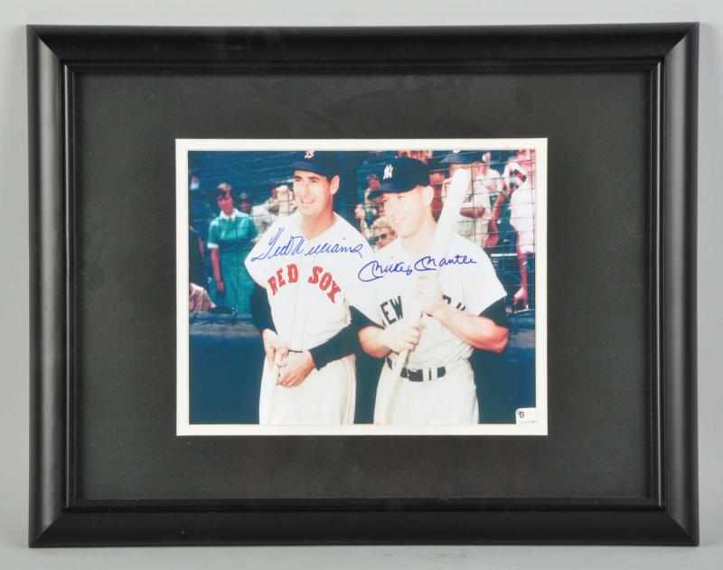 Appraisal: Autographed Photo of Mickey Mantle Ted Williams Description Framed photograph