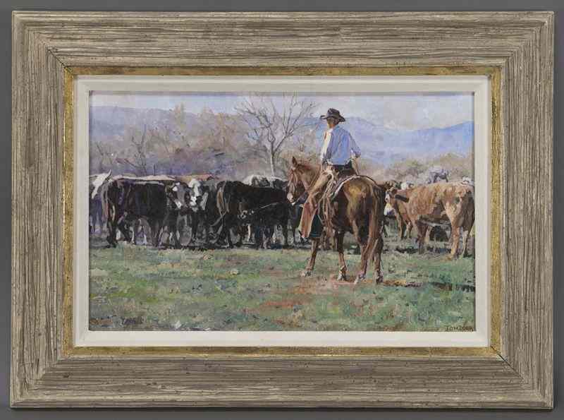 Appraisal: Tom Dorr ''Arizona Cowboy'' oil on canvas laid onmasonite Masonite