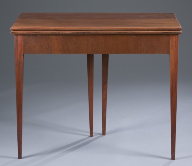 Appraisal: Federal-Style Game Table Mahogany Inset brown leather game surface Refinished