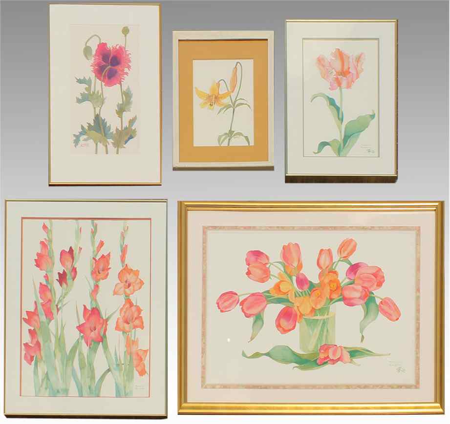 Appraisal: RENFROE Marjorie American th Century Piece Floral Watercolor Lot to