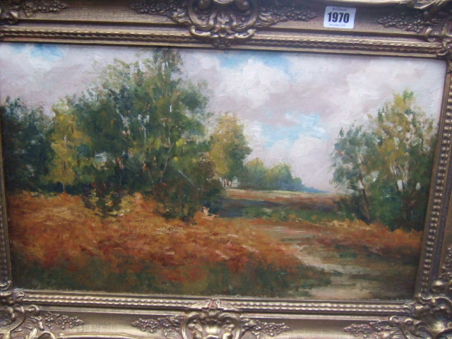 Appraisal: English School early th century Wooded scene oil on canvas