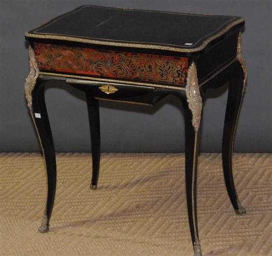 Appraisal: BOULLE TABLE An antique ebonized boulle table with ormolu mounts