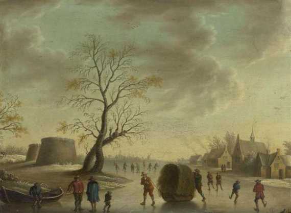 Appraisal: HOLLAND JAHRHUNDERT Winterlandschaft mit vereistem Fluss l auf Holz x