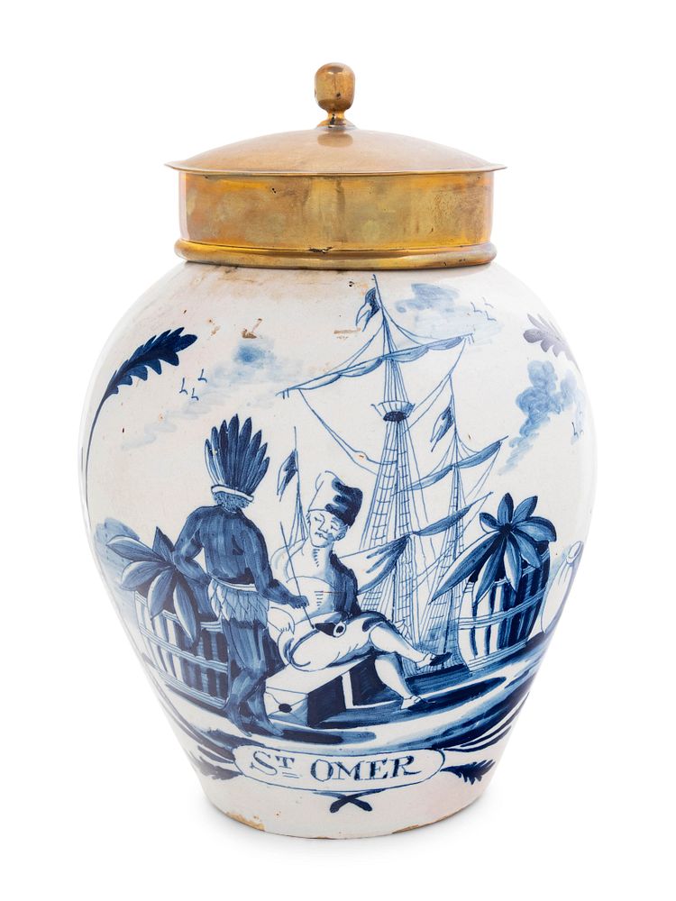 Appraisal: A Delft Blue and White Tobacco Jar A Delft Blue