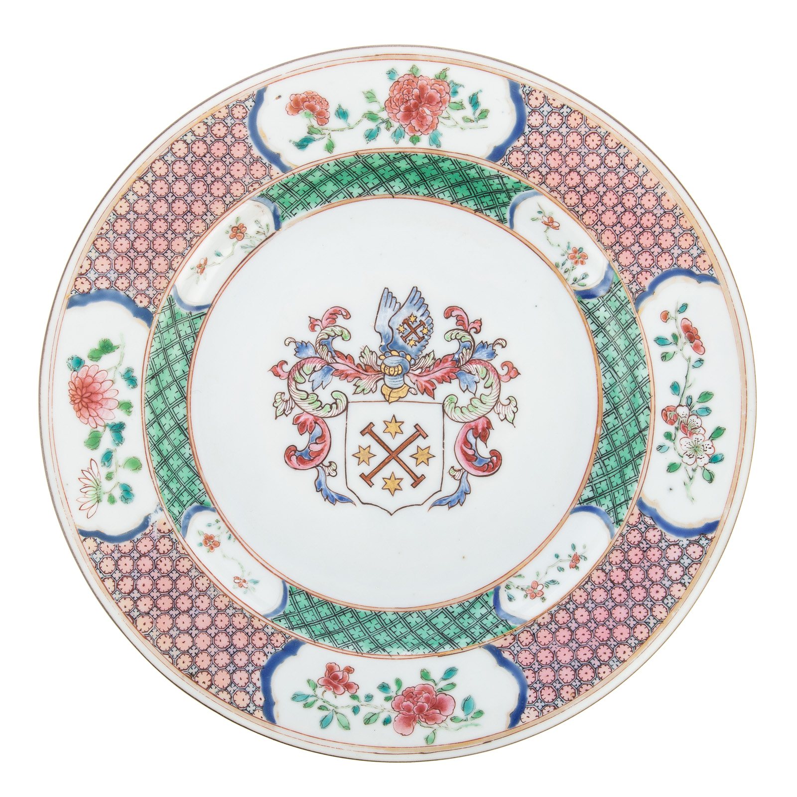 Appraisal: RARE DUTCH MARKET ARMORIAL PLATE Yongzheng Era circa - beautifully