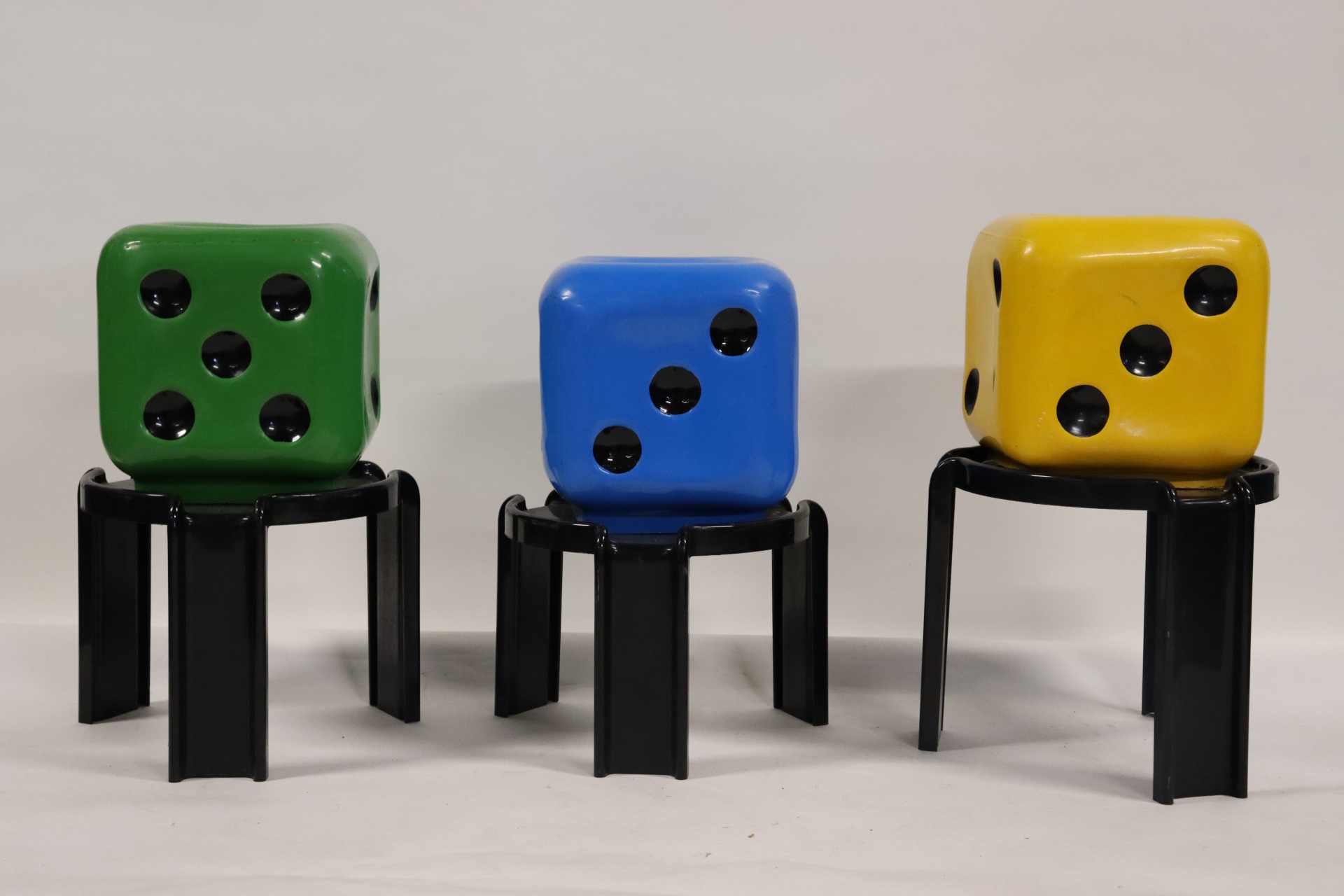 Appraisal: MIDCENTURY DICE STOOLS KARTELL NESTING Tables Set of three polypropylene