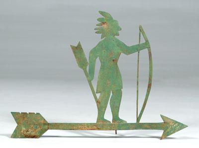 Appraisal: Painted iron weathervane figure of standing Indian with bow and