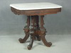 Appraisal: LAMP TABLE - VICTORIAN WALNUT MARBLE TOP LAMP TABLE ORNATE