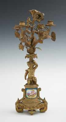 Appraisal: An Ormolu Figural Candleabrum Standing apprx - H the Louis