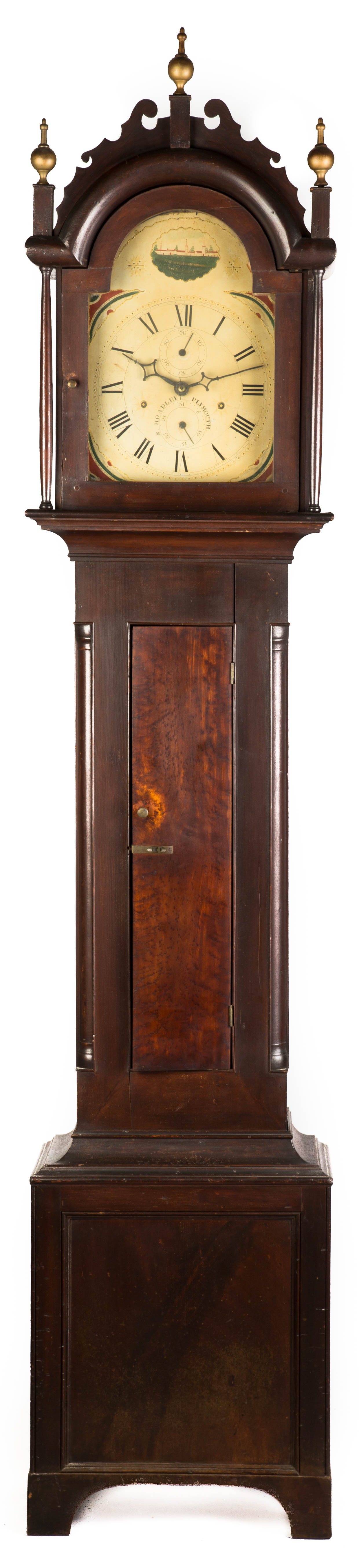 Appraisal: Silas Hoadley Tall Case Pine and birds eye maple case