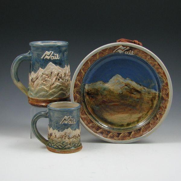 Appraisal: Three piece of handmade pottery by J Hansen of Vail