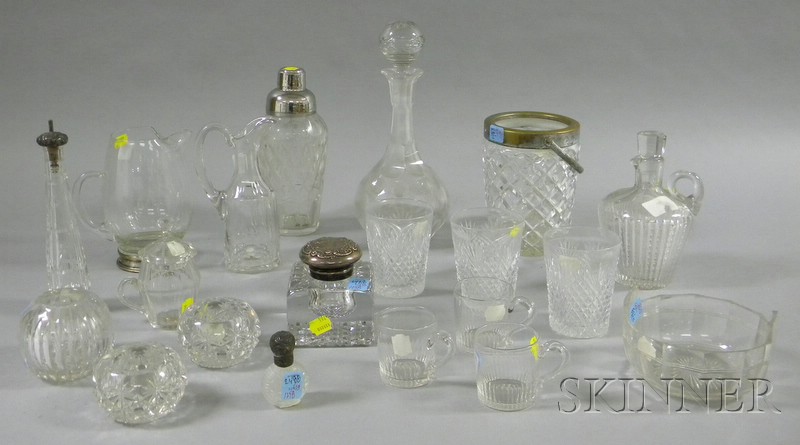 Appraisal: Twenty Pieces of Colorless Cut Glassware with Some Sterling Silver