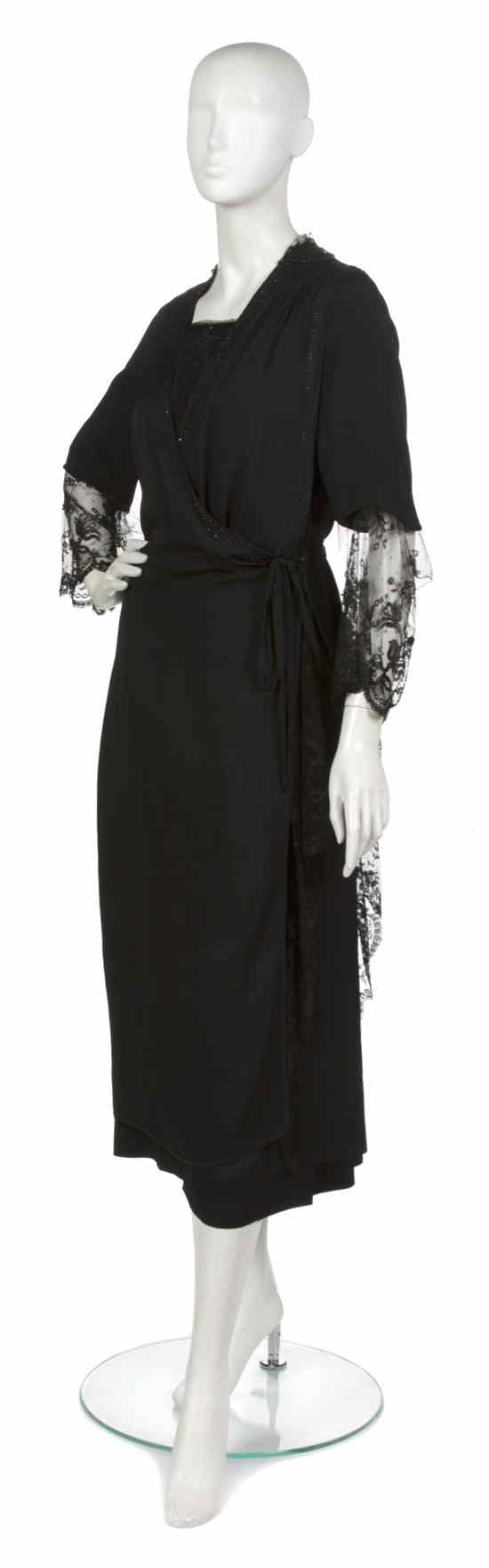 Appraisal: A Black Silk and Lace Dress probably s in a