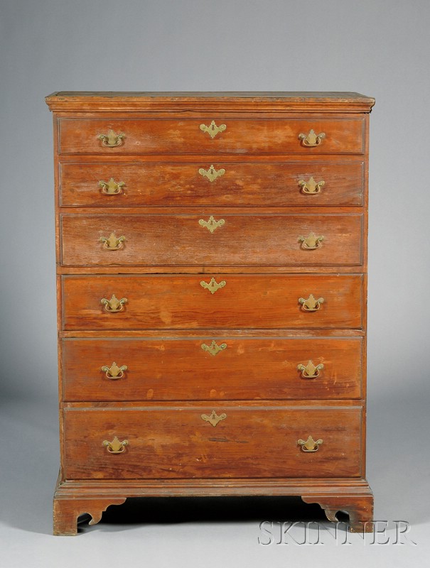 Appraisal: Chippendale Pine Chest over Three Drawers Deerfield Massachusetts late th