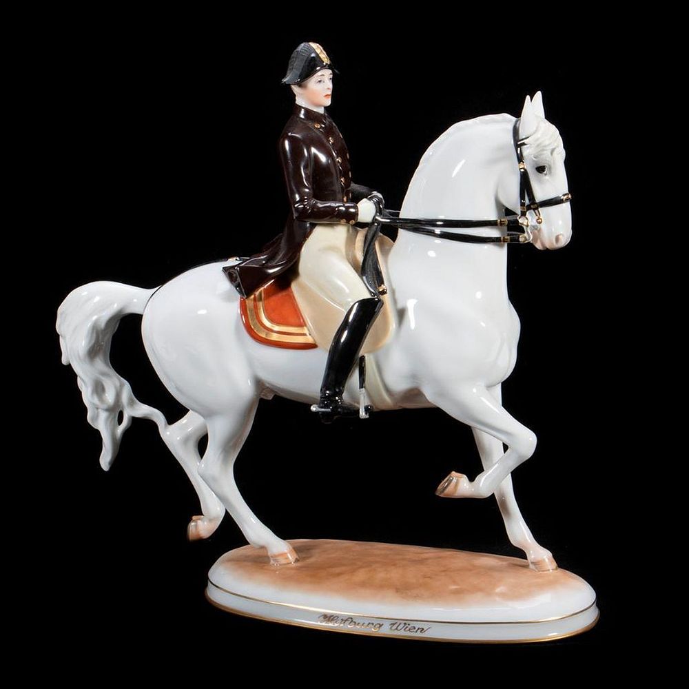 Appraisal: Vienna Porcelain Lipizzaner Figure Horse and Rider Trab-Spanische Reitshcule in