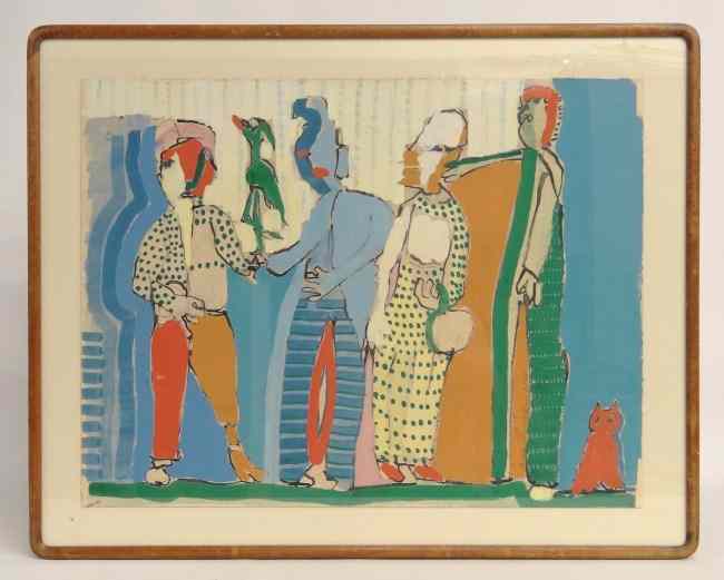 Appraisal: Painting abstract figures signed and dated ''James M Green ''