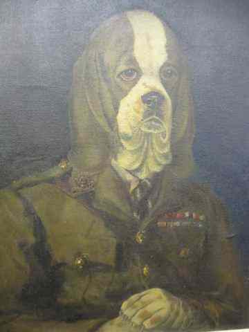 Appraisal: Clare Atwood Oil Beagle in military uniform signed and dated