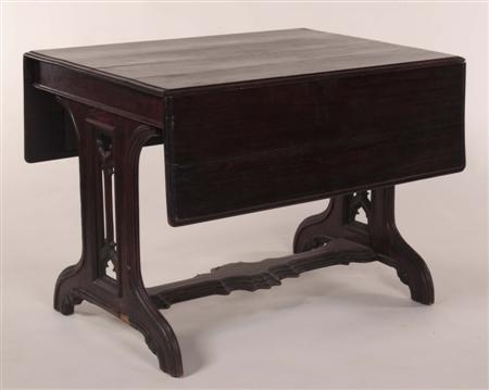 Appraisal: A late th century Gothic Revival oak drop-flap table After