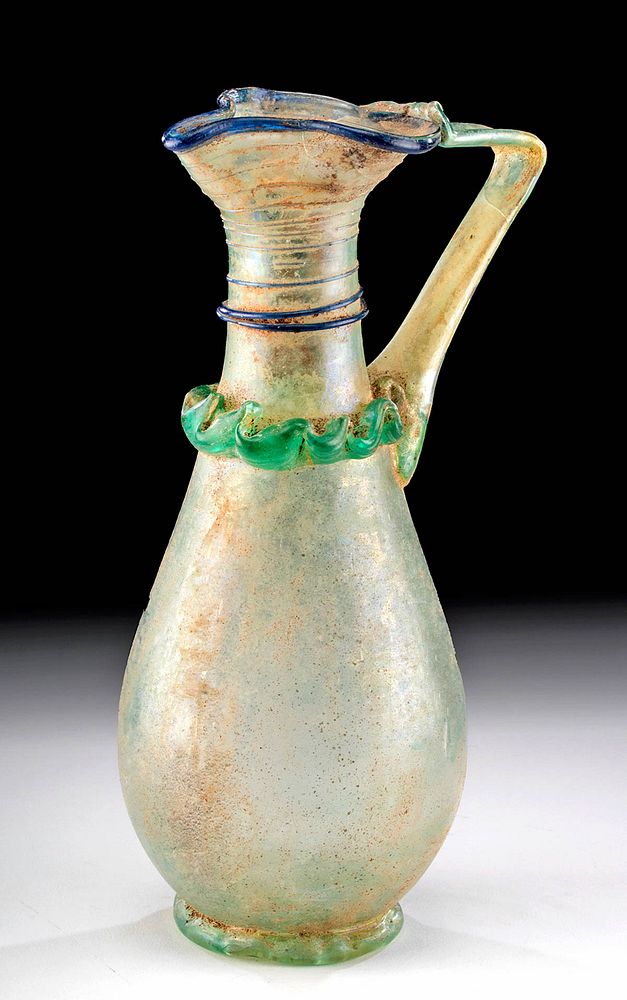 Appraisal: Tall Roman Glass Oinochoe w Trailing Roman Imperial Period ca