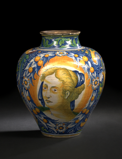 Appraisal: Large Italian Majolica Portrait Vase fourth quarter th century of