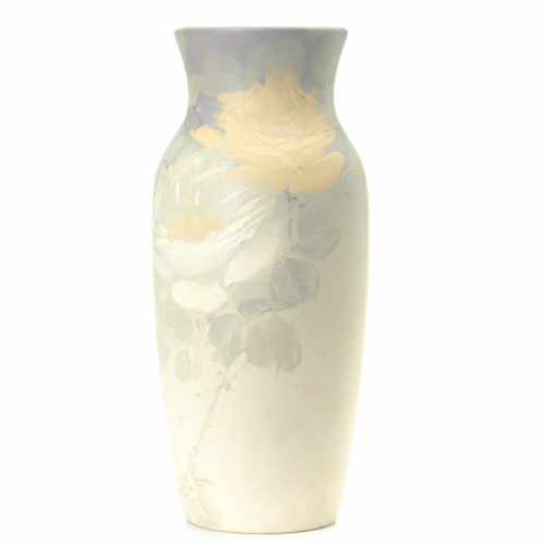 Appraisal: WELLER Hudson Light tall vase painted with yellow and white