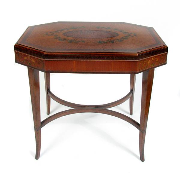 Appraisal: An Edwardian paint decorated octagonal center table height in width