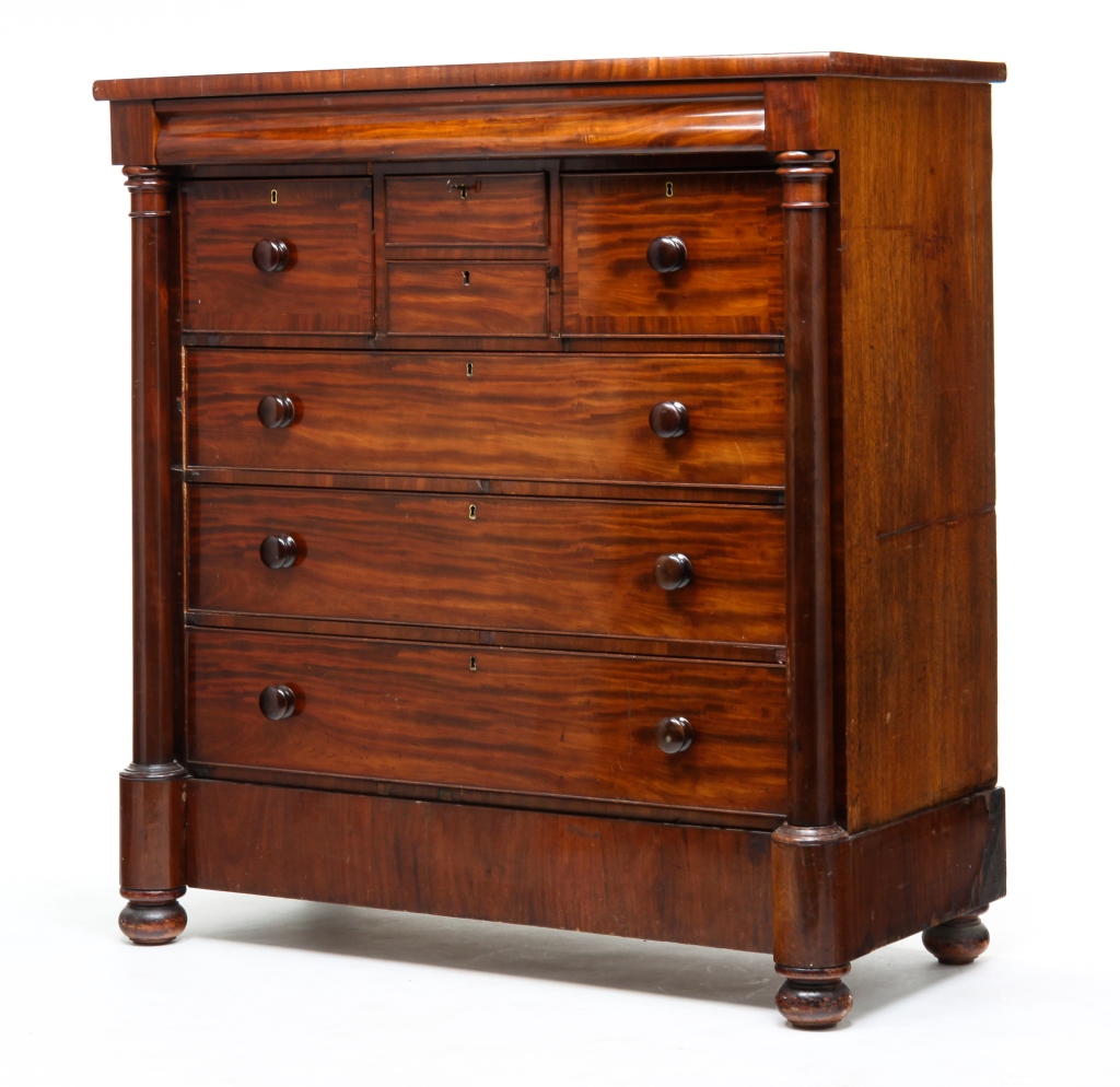 Appraisal: ENGLISH REGENCY CHEST Mid th century mahogany with pine secondary