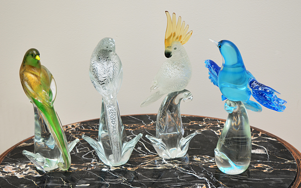 Appraisal: FORMIA MURANO ART GLASS BIRD FIGURES assorted bird figures all