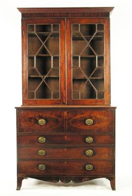 Appraisal: A Regency mahogany secretaire bookcase the later moulded cornice above