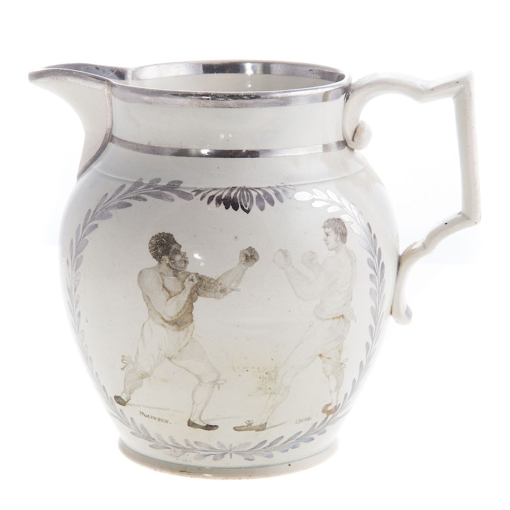 Appraisal: Rare Boxing Theme Staffordshire Jug depicting bare knuckle match between