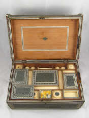 Appraisal: A Chinese sewing box containing a lift out tray with