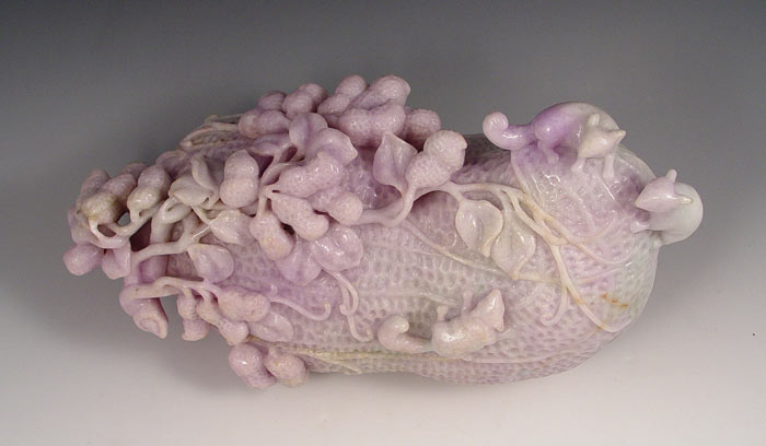 Appraisal: CHINESE LAVENDER JADE GIANT PEANUT SQUIRREL CARVING '' long x